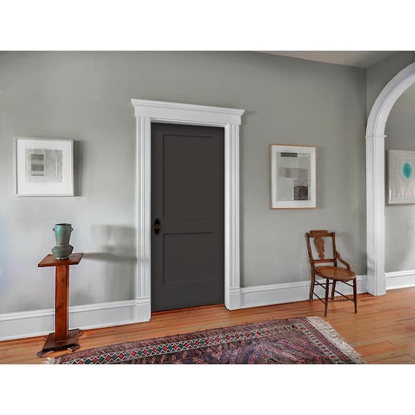 36 in. x 96 in. Monroe Black Painted Right-Hand Smooth Solid Core Molded Composite MDF Single Prehung Interior Door