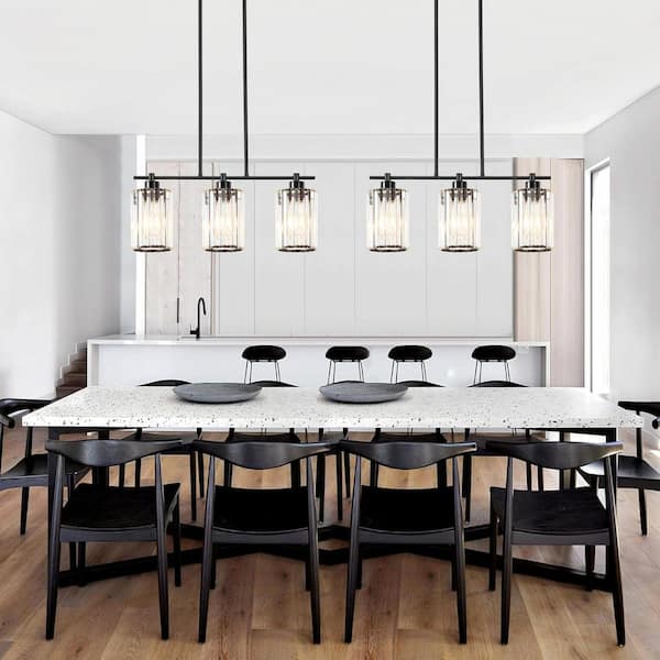 【3個】KSIHIMA PENDANT LIGHT GEM-6961 Black ZSMIHDOH 3-Light Modern Kitchen Island Crystal Pendant Light with