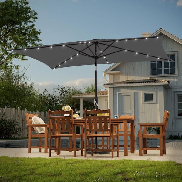 11 lighted patio umbrella with stand Solar LED Cantilever Patio Umbrella