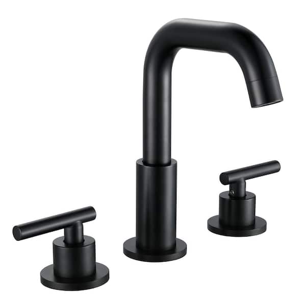 Fapully 8 in. Widespread Bathroom Faucet Double Handle 3 Holes Lavatory Sink Faucet in Matte Black