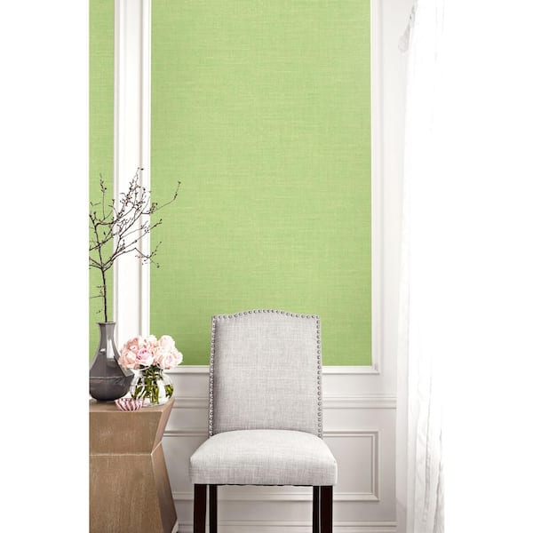 60.75 sq. ft. Green Apple Hopsack Embossed Vinyl Unpasted Wallpaper Roll