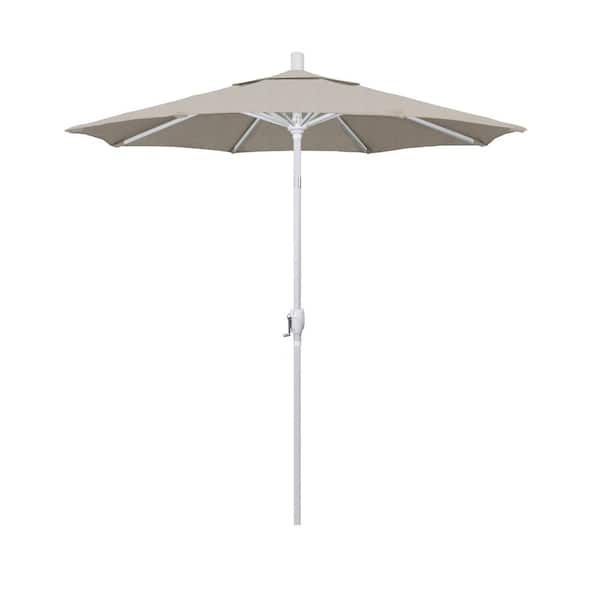 California Umbrella 7.5 ft. Matte White Aluminum Market Push Tilt Patio Umbrella in Woven Granite Olefin