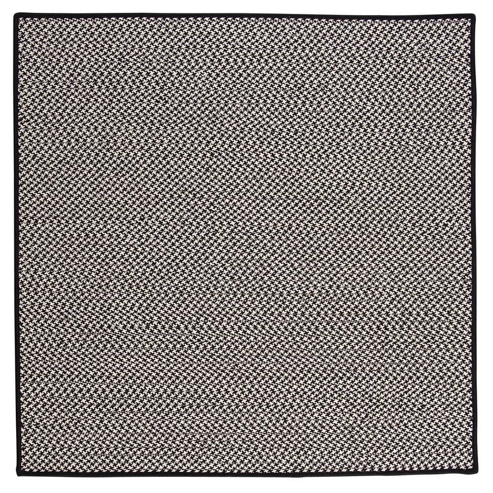 Black and White Synthetic Braided Square Rug, 4 ft
