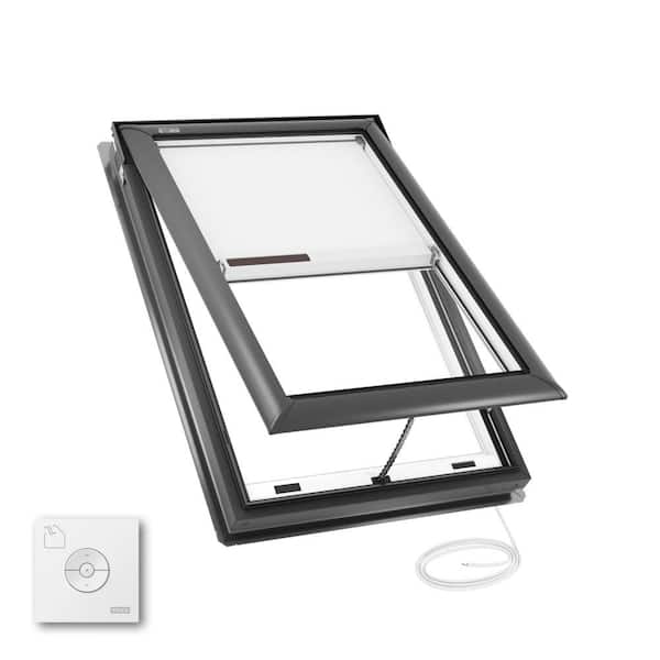30-1/16 x 45-3/4 in. Electric Venting Deck Mount Skylight with Laminated LowE3 Glass, Solar Powered Room Darkening Shade