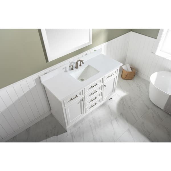 Design Element Milano 54 In W X 22 D Bath Vanity White With Quartz Top Basin Ml Wt Design Element Milano 54 In W X 22, 54 Bath Vanity Top