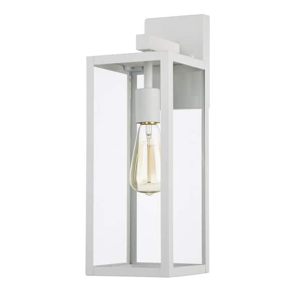 Hukoro Martin 17.5 in. 1-Light White Hardwired Outdoor Wall Lantern Sconce with No Bulbs Included