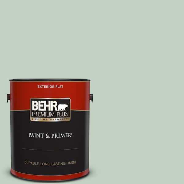 BEHR PREMIUM PLUS 1 gal. #PPU11-13 Frosted Jade Flat Exterior Paint & Primer