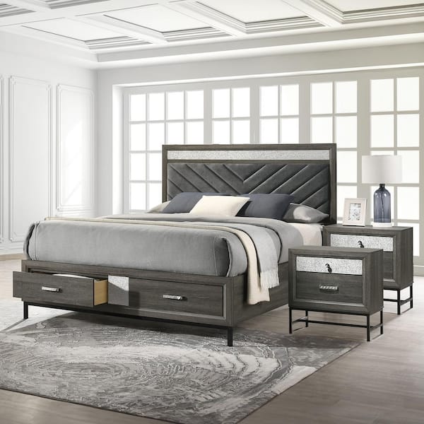 Furniture of America Vurenn 3-Piece Gray Engineered Wood Full Bedroom Set