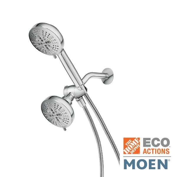 MOEN HydroEnergetix 8-Spray 4.75 in. Dual Tub Wall Mount Fixed and Handheld Shower Head 1.75 GPM in Chrome