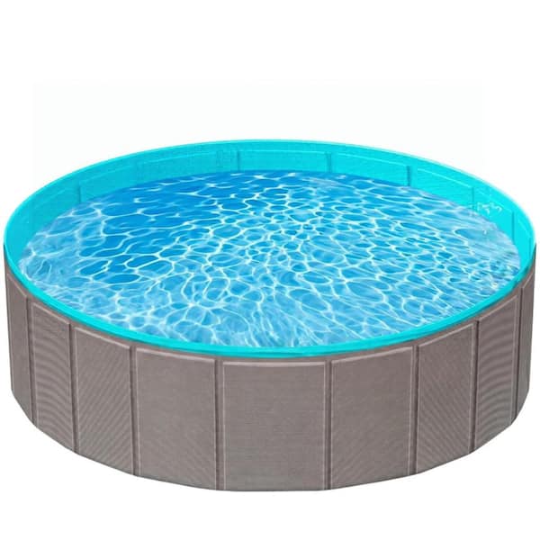 Gray 48in x 12in Foldable Anti-Slip Plastic Dog/Kiddie Pool,Portable Collapsible Bathtub for Indoor/Outdoor