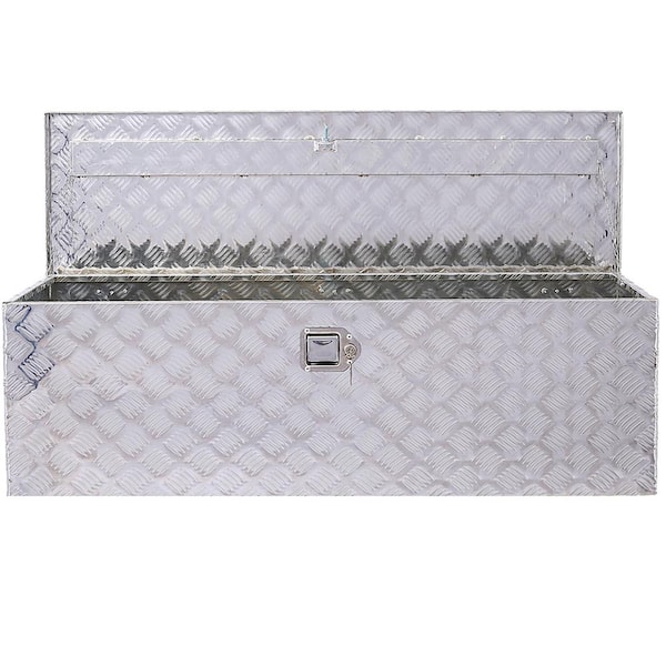 48 in. Heavy-Duty Aluminum Truck Bed Tool Box, Outdoor Water-Resist with Lock Keys Silver