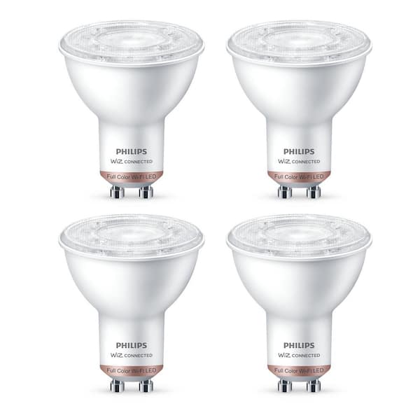 Verzending Wantrouwen stap Philips Color and Tunable White MR16 and GU10 LED 50W Equivalent Dimmable  Smart Wi-Fi Wiz Connected Light Bulb (4-Pack) 562538 - The Home Depot