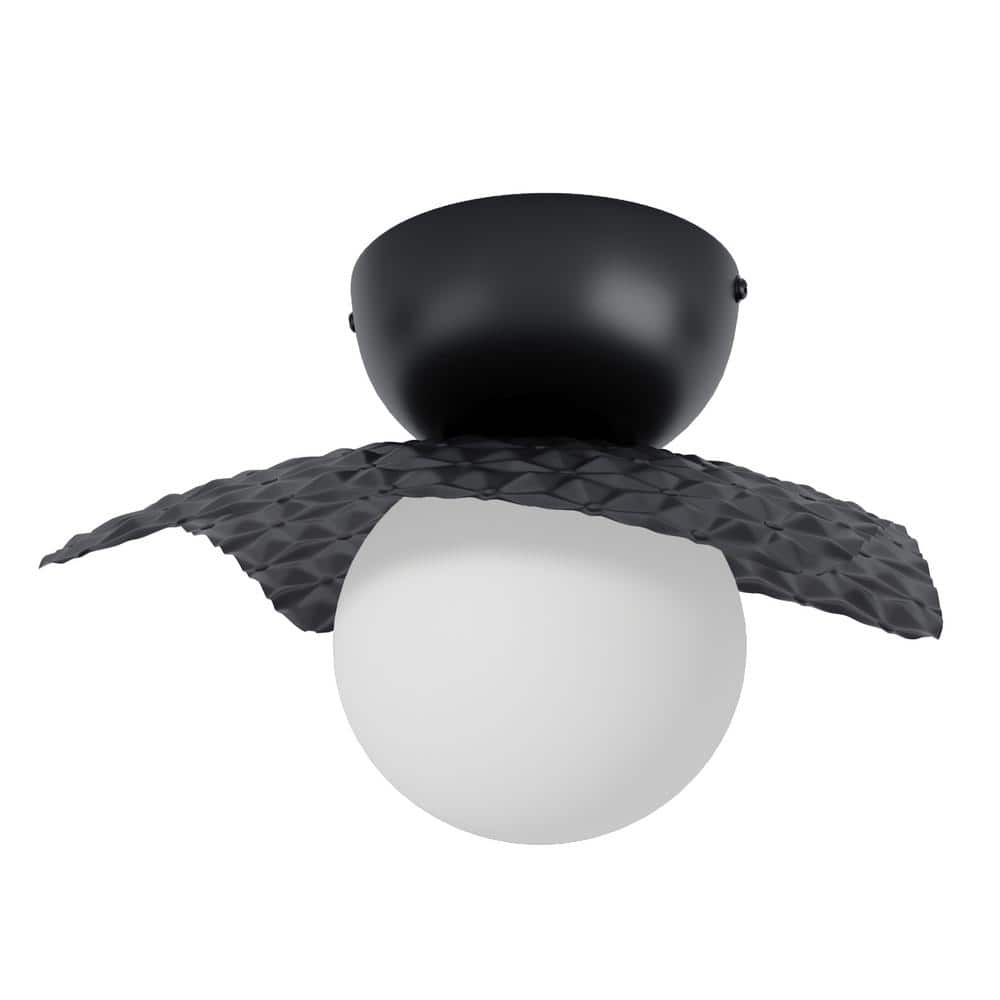 9.44 in. 1-Light Industrial Black Semi-Flush Mount Modern Ceiling Ceiling L