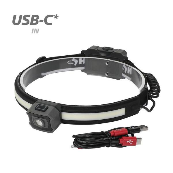 Husky 450 Lumen Dual Power Slim Band Headlamp 00481 - The Home Depot