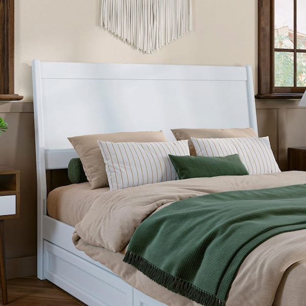 AFI Casanova White Full Size Solid Wood Panel Sleigh Headboard
