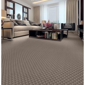 Genevieve Color Mocha Torte Brown - 39 oz. Nylon Pattern Installed Carpet