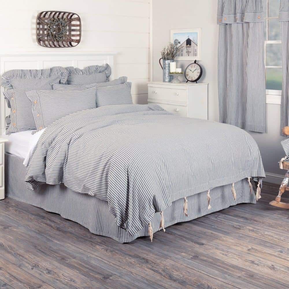 Farmhouse Ticking Blue Queen Duvet Cover 92Lx92W price history on PriceWatchPro
