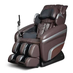 Osaki 7200 Series Brown Faux Leather Reclining 2D Massage Chair with Zero Gravity and Integrated Bluetooth Speakers