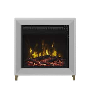 23.63 in. Wall Mantel Freestanding Electric Fireplace in White