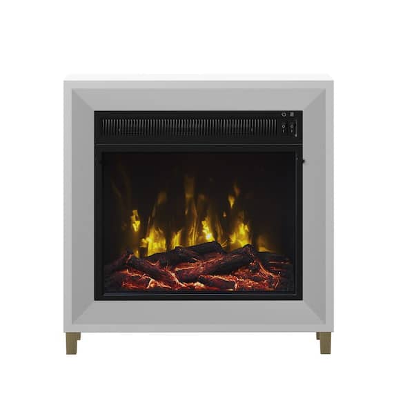 Twin Star Home 23.63 in. Wall Mantel Freestanding Electric Fireplace in White
