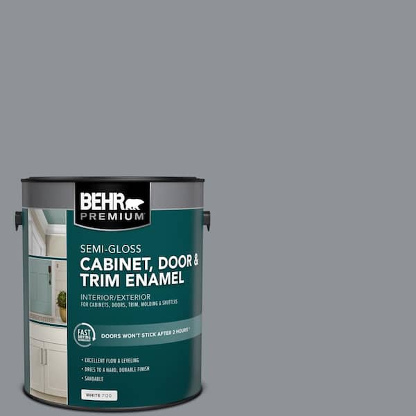 BEHR PREMIUM 1 Gal. #PPU18-04 Dark Pewter Semi-Gloss Enamel Interior ...