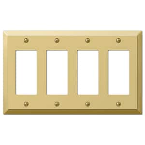 Metallic 4 Gang Rocker Steel Wall Plate - Polished Brass