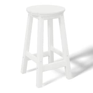 Laguna 24 in. Round HDPE Plastic Backless Counter Height Outdoor Dining Patio Bar Stool in White