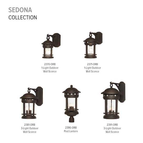 Designers Fountain - Sedona 20 in. Oil Rubbed Bronze 3-Light Outdoor Line Voltage Wall Sconce with No Bulbs Included