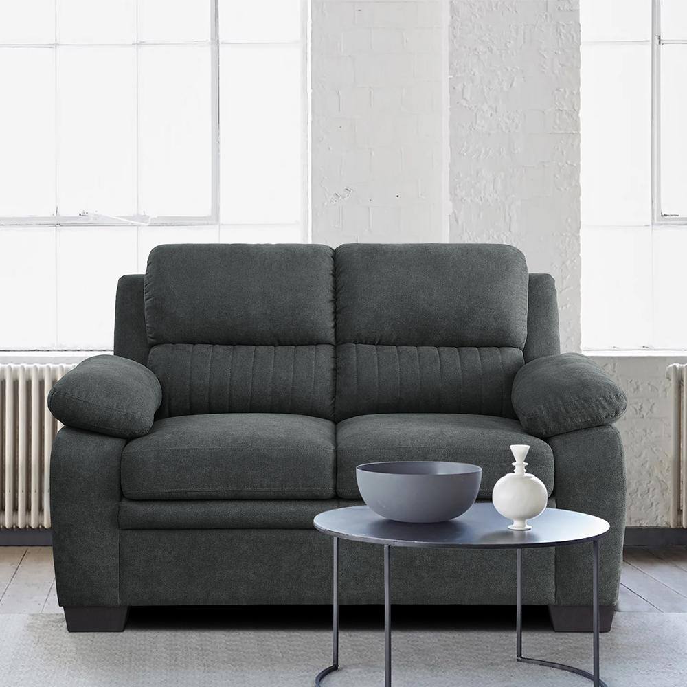 Deliah 58 in. W Dark Gray Textured Fabric Loveseat 9333DG2 The Home