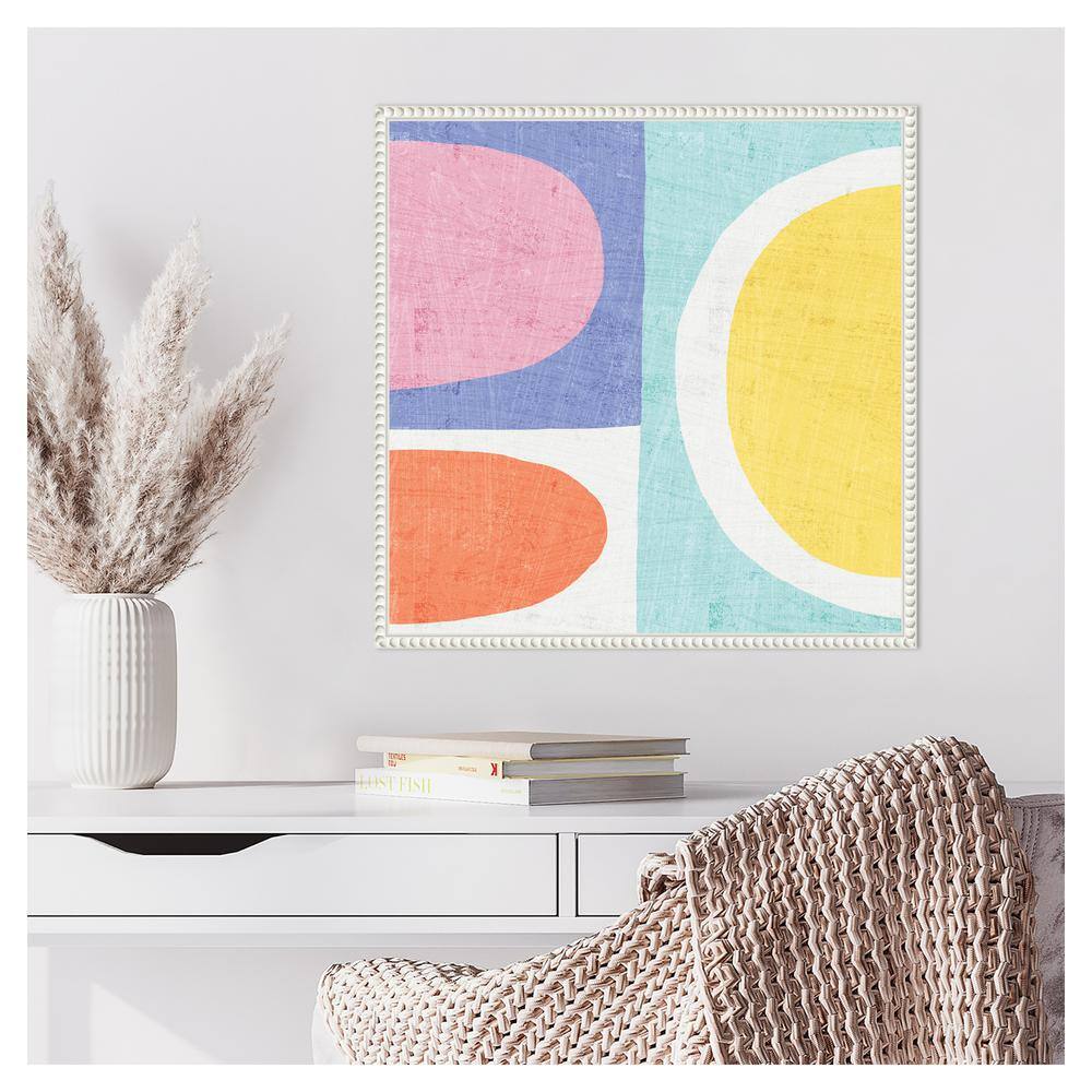 Pastel II Abstract Canvas Art with White Floater Frame