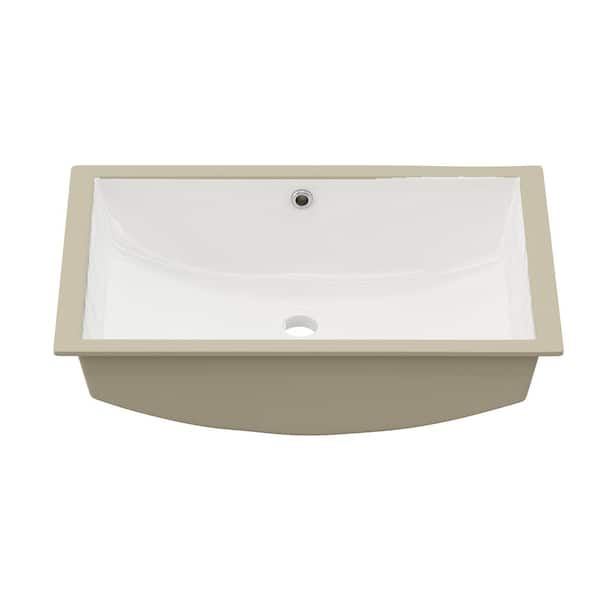 TOBILI 21.64 in. Undermount Bathroom Sink in White Vitreous China with Overflow Drain