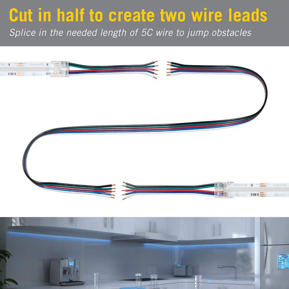 5 Pin RGB+W 6" Tape to Tape LED Strip Light Connectors, 4 Pack