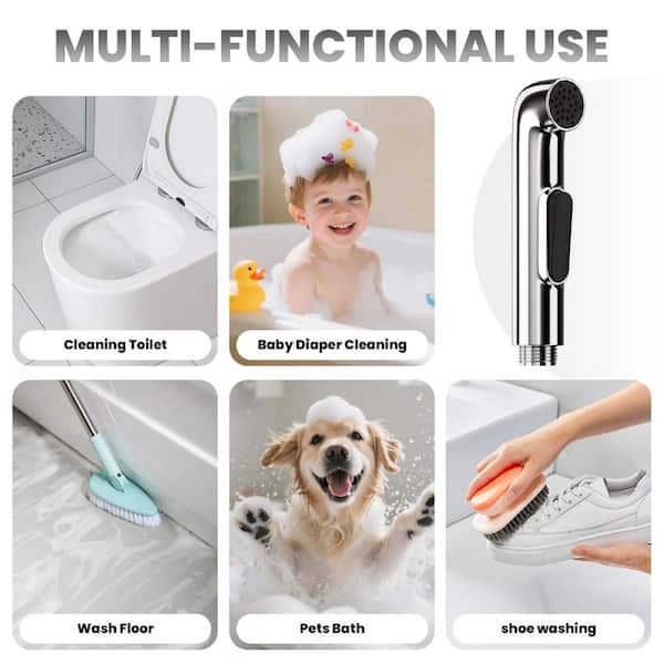 Handheld Toilet Bidet Sprayer Bidet Attachment with T-Valve Metal Hose Set Included