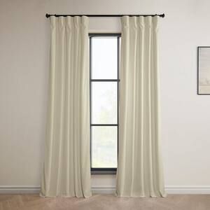 Light Beige Velvet Rod Pocket Room Darkening Curtain - 50 in. W x 96 in. L (1 Panel)