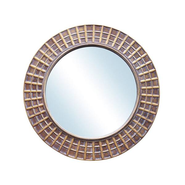 PETERSON ARTWARES 25 in. x 25 in. Modern Round Gold MDF Framed Accent Mirror