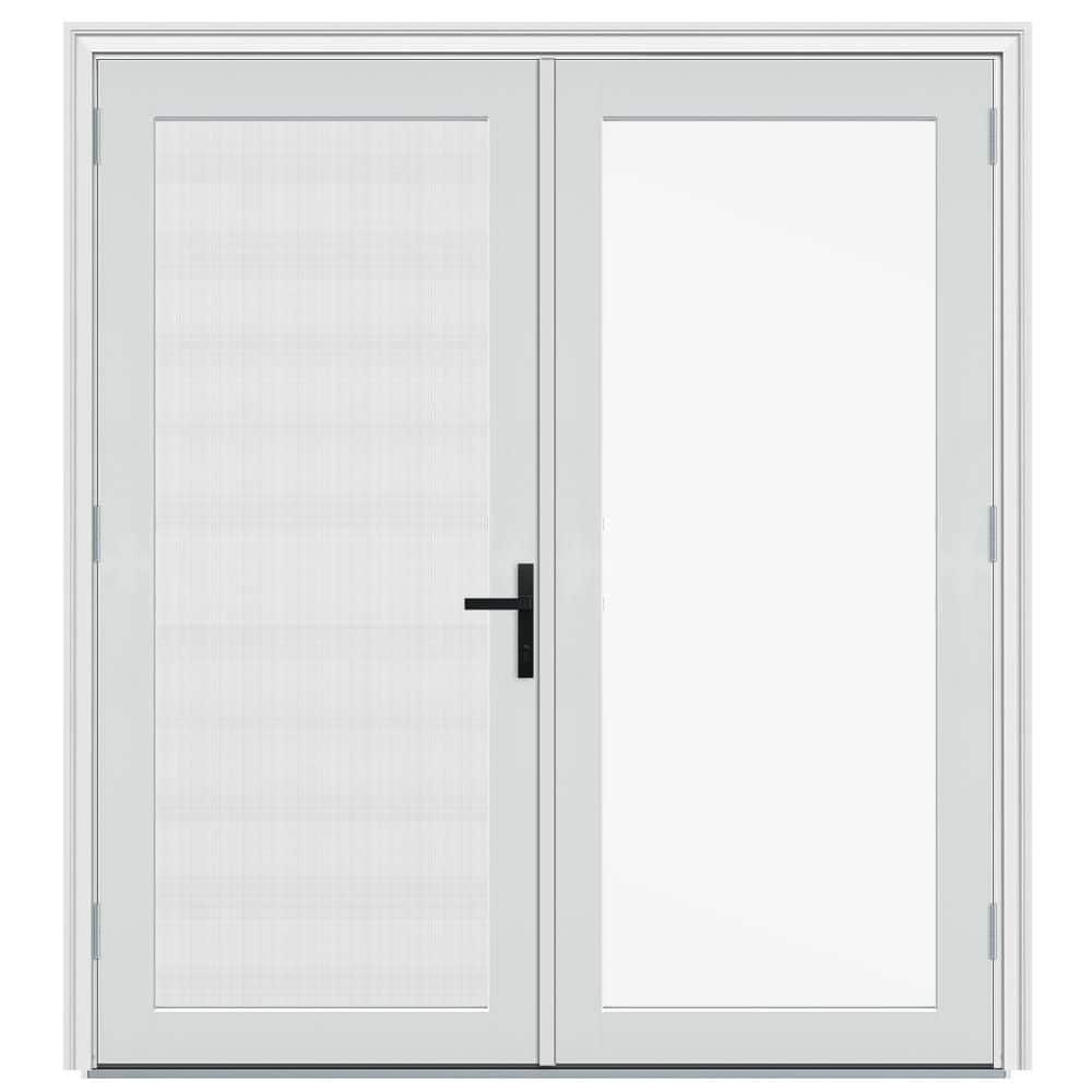 72 in. x80 in. F4500 Right-Hand/Outswing White Fiberglass French Patio Door w/Low-E Impact Glass,Black Handle and Screen price history on PriceWatchPro