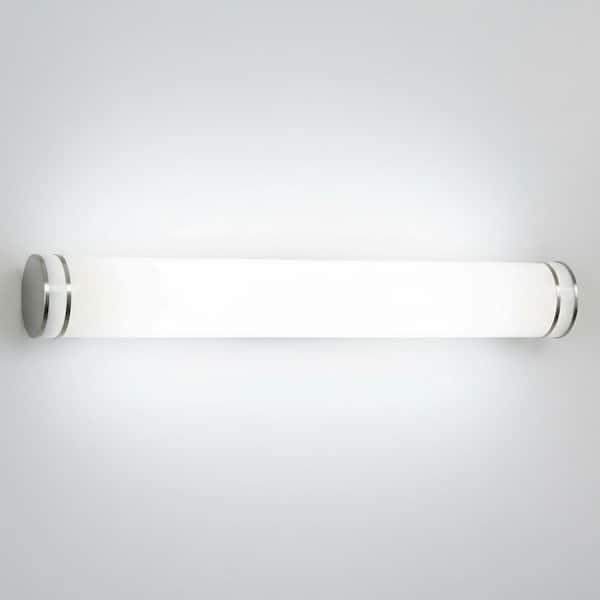 Vantage 36 in. 1-Light Brushed Nickel CCT LED Vanity Light Bar with White Acrylic Shade
