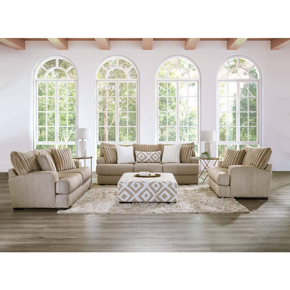 Light Brown Chenille Swivel Accent Chair with Pillows