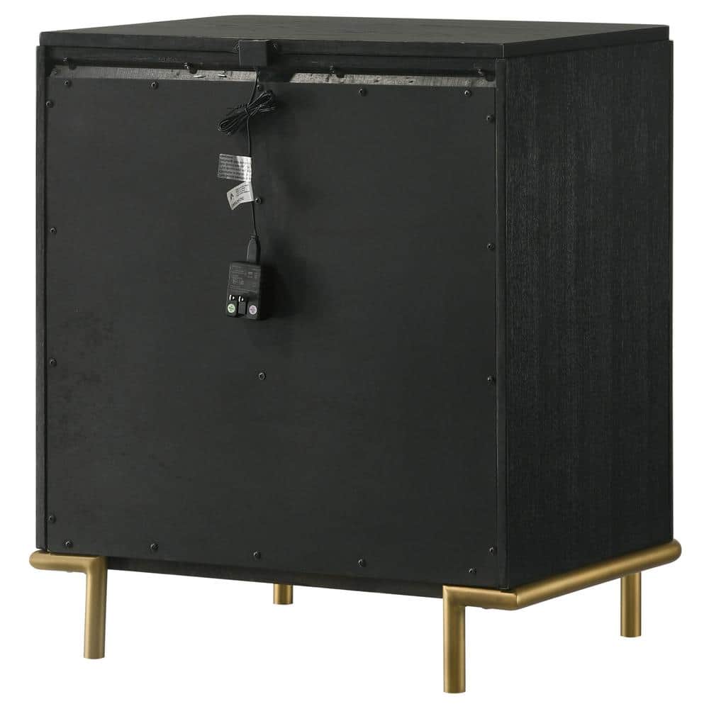 Arini Black 3-Drawer Nightstand with USB Port