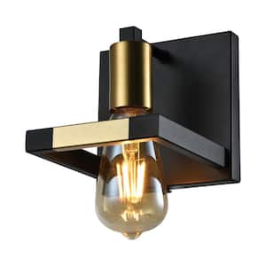 Houston 1-Light Black and Gold Wall Sconce