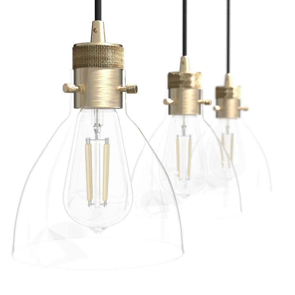 Alturas Gold 30" Linear LED Cluster Pendant with Clear Glass