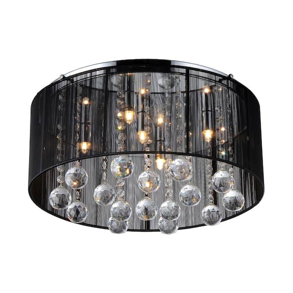 Warehouse of Tiffany Jasmine 4-Light Black Crystal Ceiling Chandelier