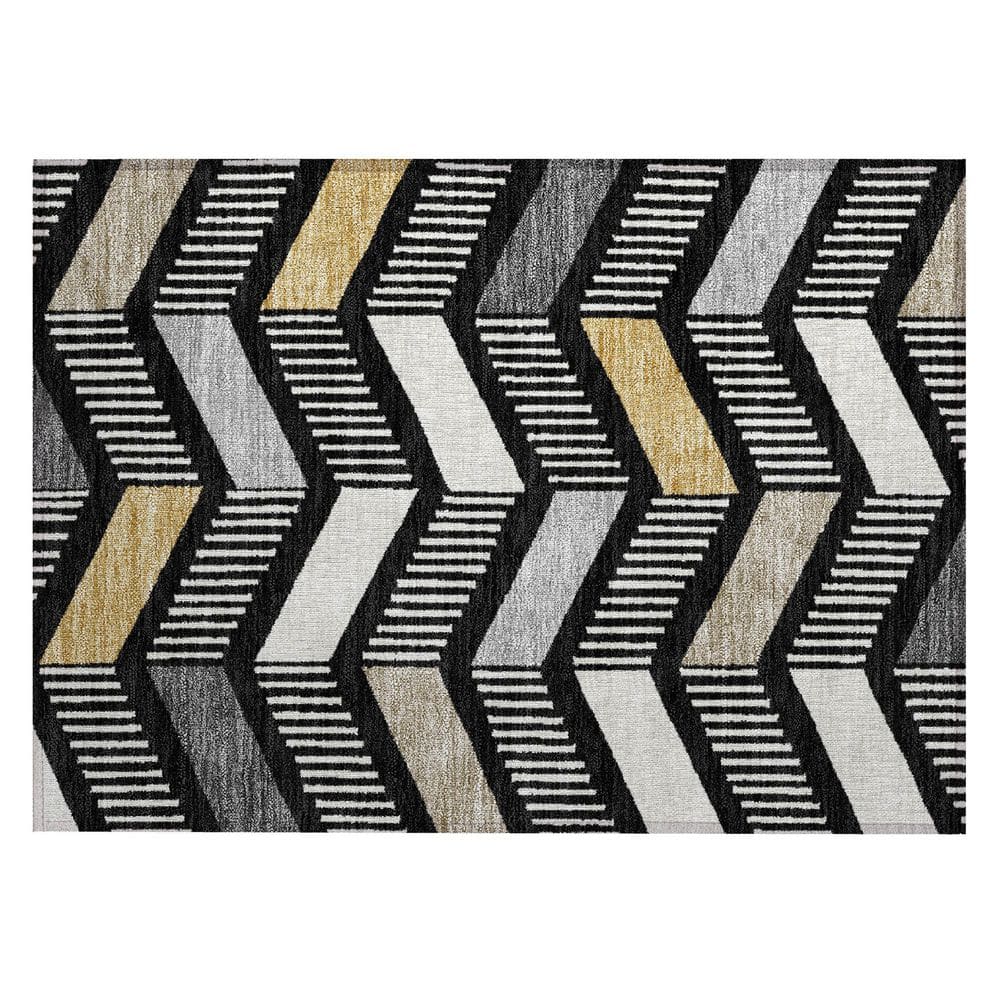 Chantille Machine Washable Indoor/Outdoor Abstract ACN2911 Black 3 ft. x 4 ft. Area Rug price history on PriceWatchPro