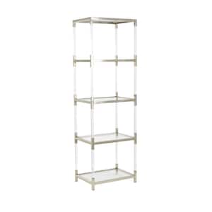 70 in. Tall Acrylic Plastic Stationary Clear Cube Shaped Shelving Unit Bookcase with Silver Frame Supports
