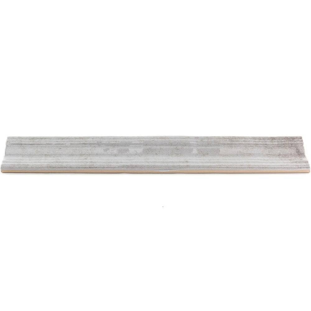 Moze Gray Polished Ceramic Bullnose Tile Trim 3x12