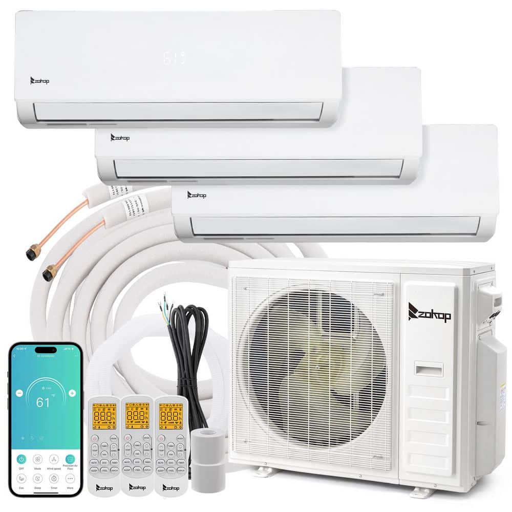20 SEER2 38,000 BTU 3-Ton 3-Zone WiFi Ductless Mini Split Air Conditioner with Heat Pump 9K pLus 12K pLus 18K price history on PriceWatchPro