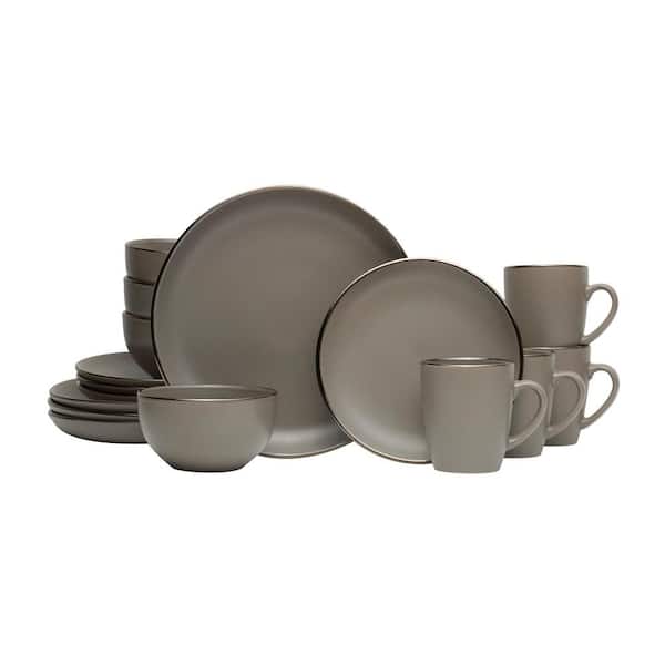 Pfaltzgraff Hadlee 16-Piece Casual Gray Stoneware Dinnerware Set 