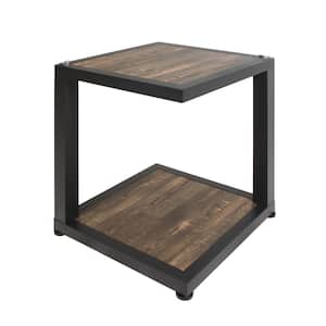 Xolo 22 in. Brown Square Wood End Table with 1-Shelf