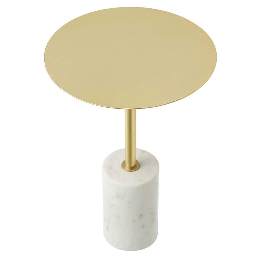 Lyric 14 in. W White Brass Round Side Table - thumbnail 4