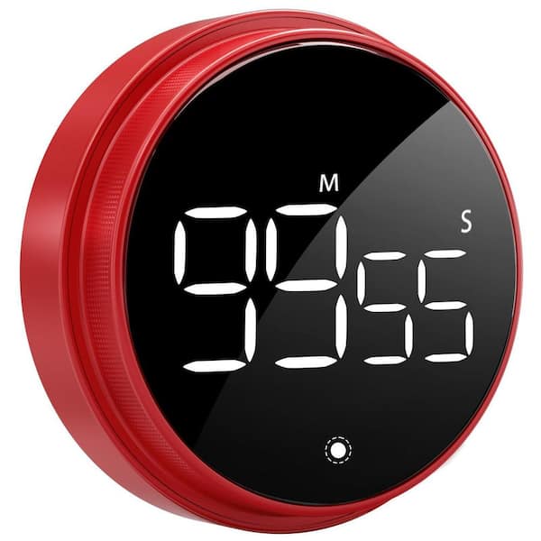 Wudkey Large LED Display Digital Magnetic Kitchen Timer with Countdown 3-Volume Levels for Cooking Studying Fitness in Red